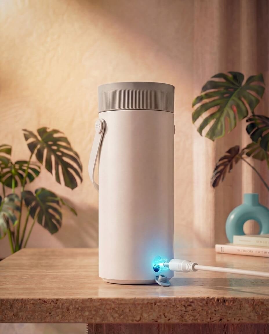 Boiljet charging port with blue indicator light